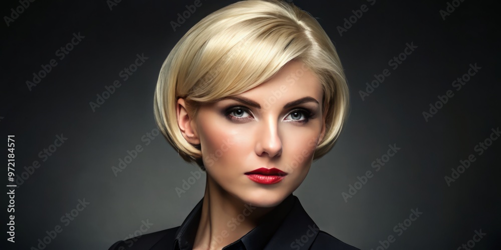 This refined blonde beauty sports a chic short hairstyle, her understated elegance commanding attention without being This refined blonde beauty sports a chic short hairstyle, her understated elegance commanding attention without being