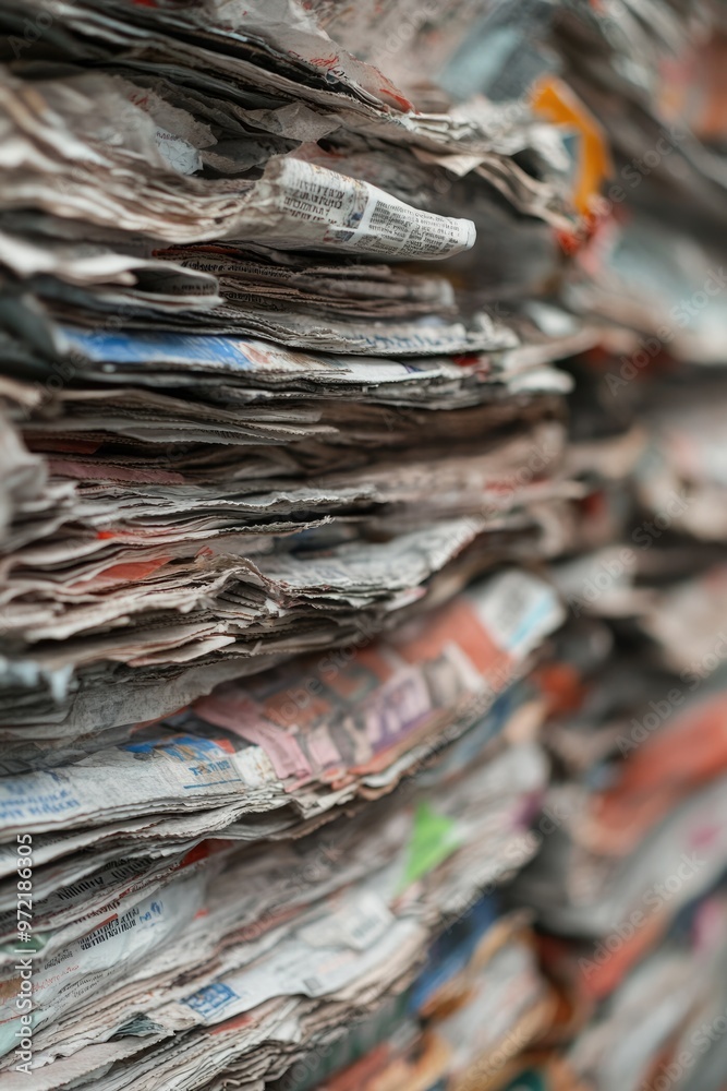 Recycling material - Stack of newspaper at a recycling center. Recycling material - Stack of newspaper at a recycling center.