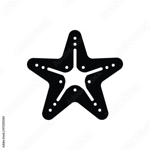 Black solid icon for sea star