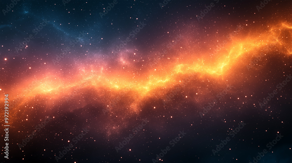 Fototapeta premium The Cosmic Ribbon of Fiery Energy Spanning the Starry Expanse in the Depths of Space