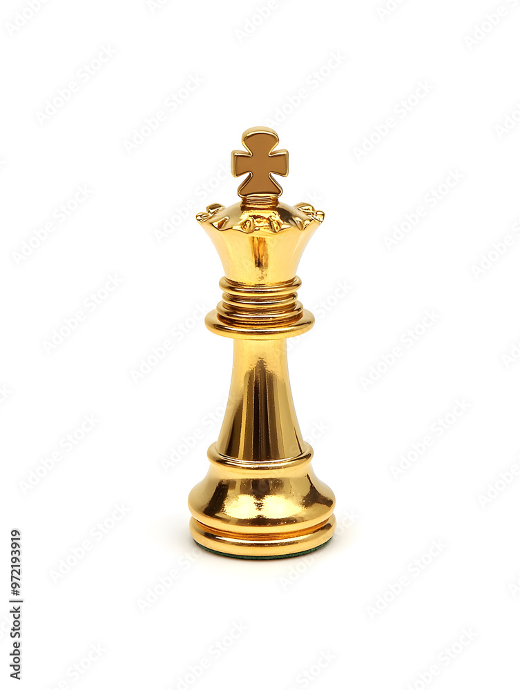 Golden chess king isolated on white background. Strategy planning and competition Golden chess king isolated on white background. Strategy planning and competition