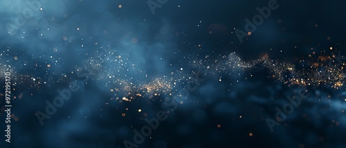 Abstract defocused bokeh light patterns on dark blue background for festive and elegant designs