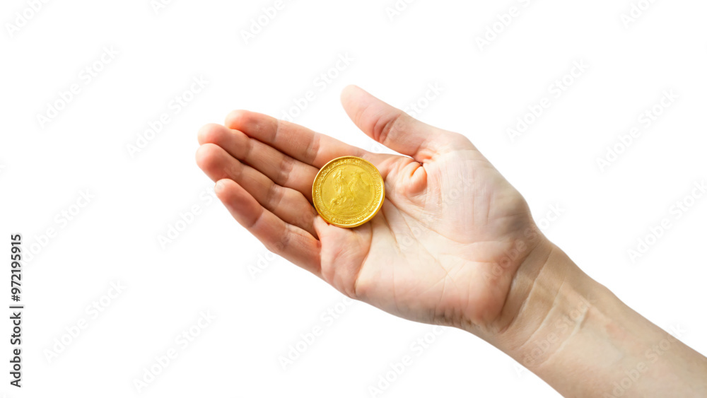 Fototapeta premium hand holding coin