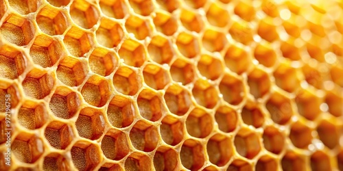 Closeup honeycomb background with asymmetrical layout, perfect for wallpaper or design projects