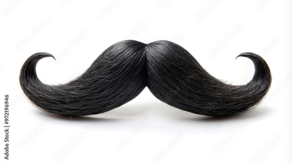 Black moustache isolated on white background. Asymmetrical Black moustache isolated on white background. Asymmetrical