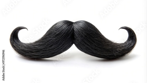 Black moustache isolated on white background. Asymmetrical