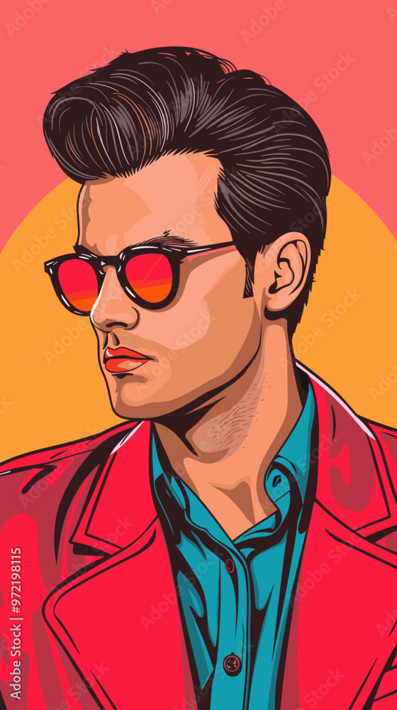 Portrait of a man with glasses in retro style. Vector illustration Portrait of a man with glasses in retro style. Vector illustration