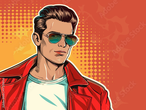 Portrait of a man with glasses in retro style. Vector illustration