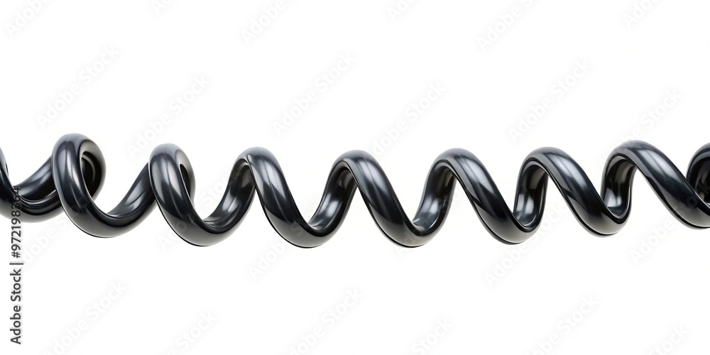 Black telephone wire isolated on white background with forced perspective Black telephone wire isolated on white background with forced perspective