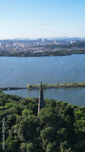 Baochu Pagoda in West Lake Scenic Area, Hangzhou City, Zhejiang Province, China photo