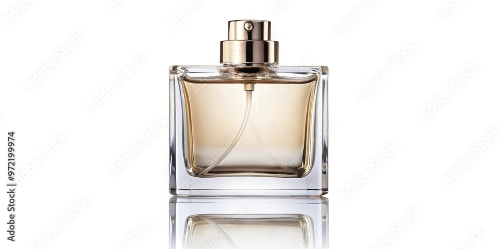 Blank unbranded perfume bottle isolated on white background with reflection Blank unbranded perfume bottle isolated on white background with reflection