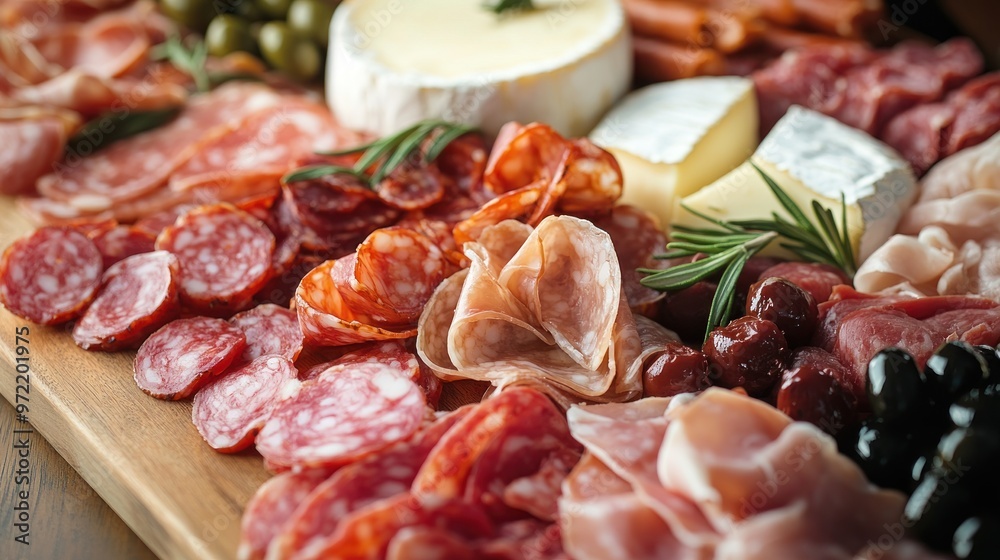 Appetizing Charcuterie Board with Salami, Prosciutto, and Cheese Appetizing Charcuterie Board with Salami, Prosciutto, and Cheese