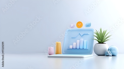 3D SEO Optimization, web analytics and seo marketing concept. 3d render illustration