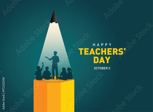 Happy Teacher's day concept vector illustration background. Creative teacher's day vector education concept.