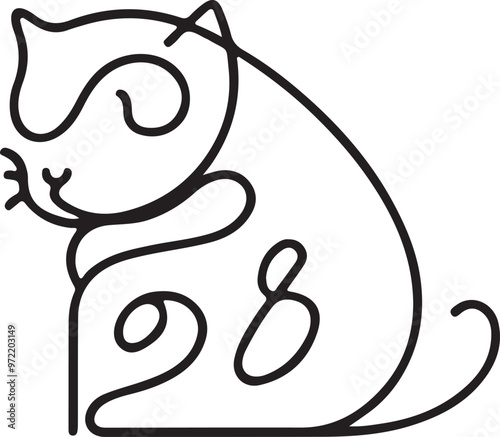 Line art cat vector