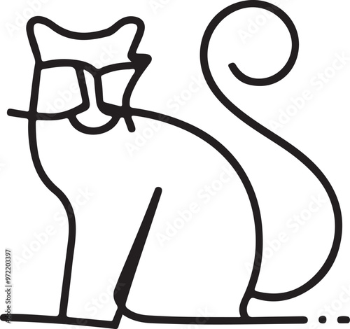Line art cat vector