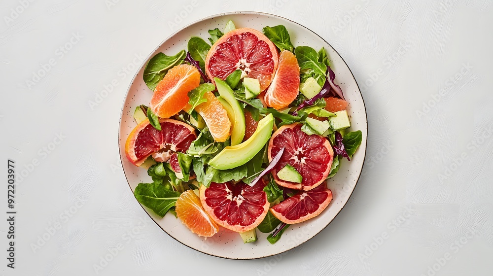 Fresh citrus salad with avocado and mixed greens Fresh citrus salad with avocado and mixed greens