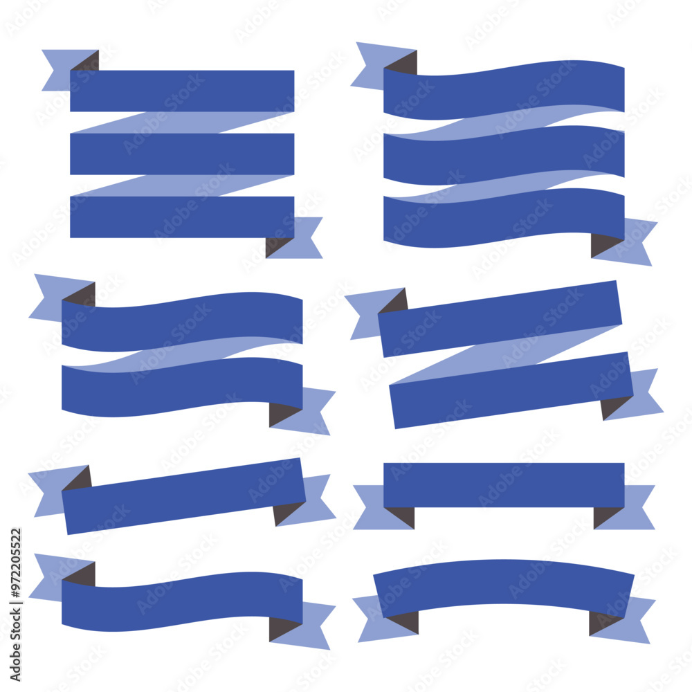 One set ribbon illustration with eight design One set ribbon illustration with eight design