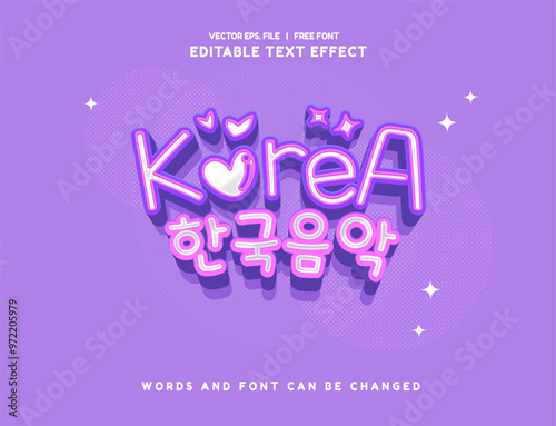 Editable text effect Korean Movie - Drama 3d cartoon template style premium vector	