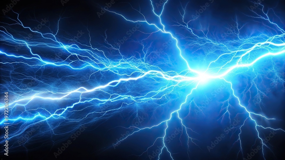 Fototapeta premium Blue lightning on electrical background