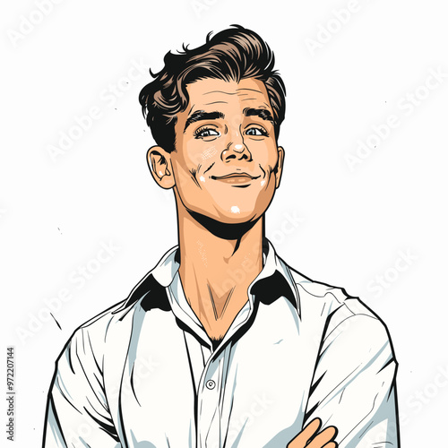 Portrait of a man in retro style. Vector illustration