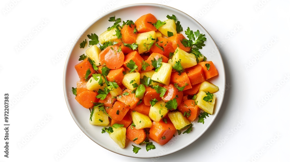 Healthy carrot and pineapple salad with fresh parsley