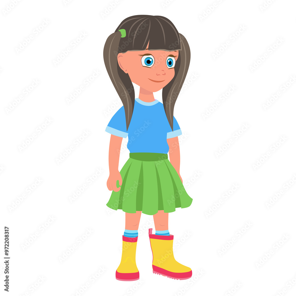 Flat Illustration of Kid Girl Cartoon Character Set For Animation. Item 4 Flat Illustration of Kid Girl Cartoon Character Set For Animation. Item 4