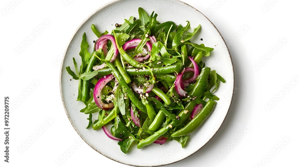 Fresh arugula and green bean salad with pickled red onions Fresh arugula and green bean salad with pickled red onions