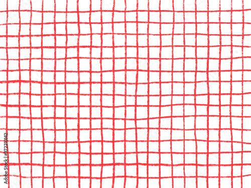 手描き背景模様_チェック赤