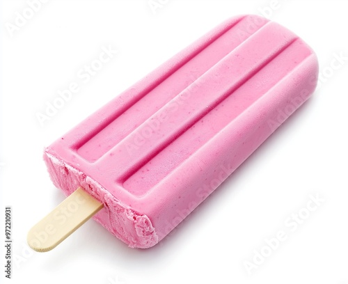 Pink ice cream popsicle isolated on a white background 