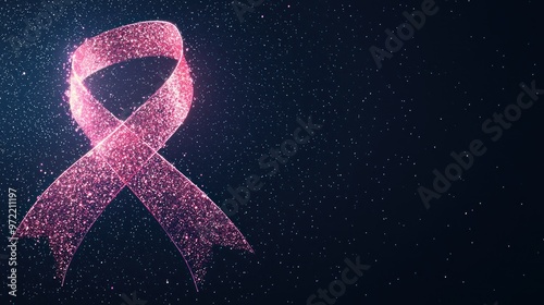 Wallpaper Mural Glowing Pink Ribbon Against Dark Starry Sky with Ample Copy Space for Text or Design - Hope and Inspiration Concept, Generative Ai Torontodigital.ca