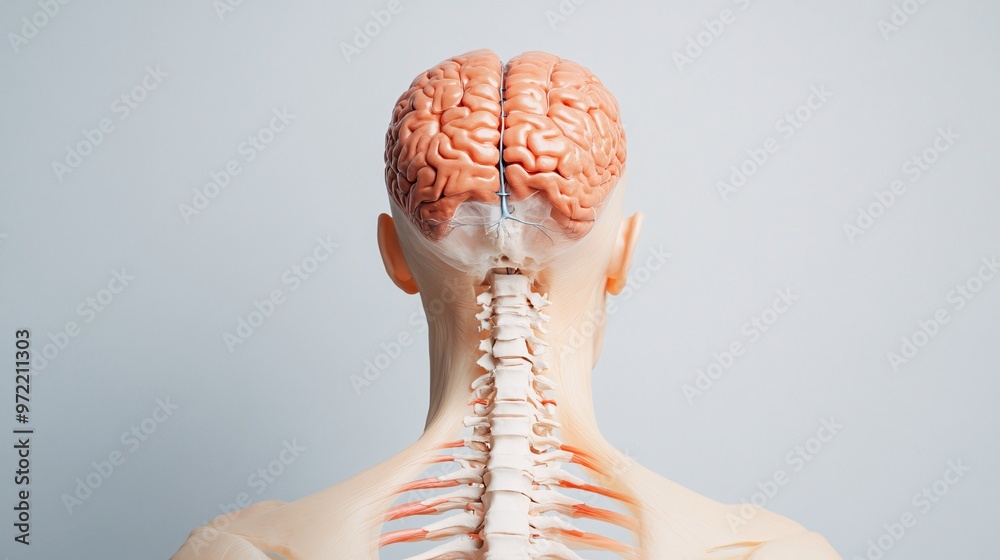 Spine anatomy with detailed representation of vertebrae and spinal cord ...