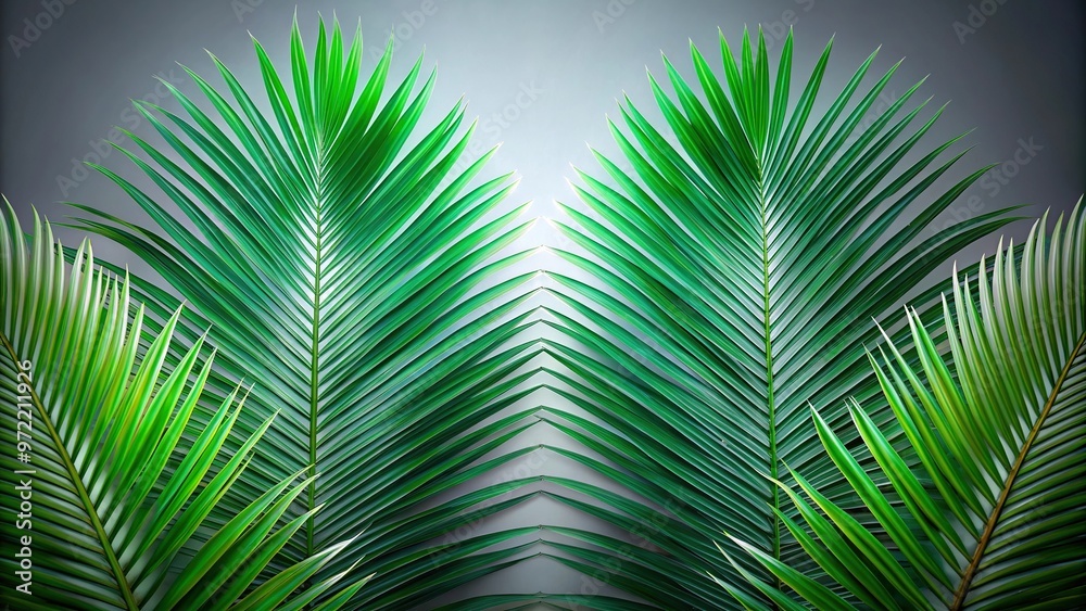 blurry palm tree leaves against grey background blurry palm tree leaves against grey background