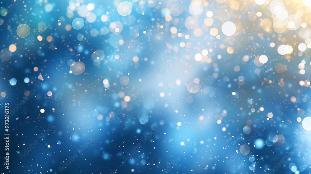 Elegant blue and white glitter abstract bokeh background evoking Christmas holiday festivities and winter wonderland