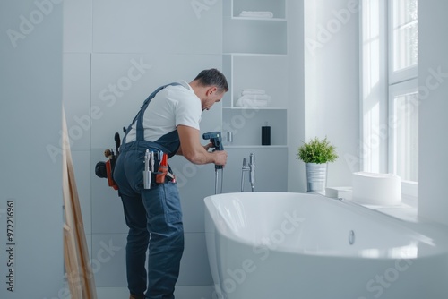 Professional Plumber Fixing a Modern Bathroom Faucet - Maintenance and Repair Services