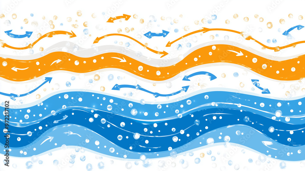 Abstract Wave Illustration with Arrows and Bubbles Abstract Wave Illustration with Arrows and Bubbles