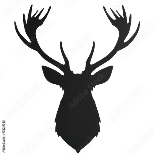 Elegant silhouette of a deer head with antlers, perfect for nature-themed decor and artistic projects.