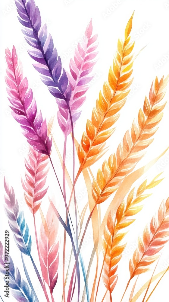 Watercolor illustration ears of wheat on white background,Colorful background for fabric,Hand drawn,Agriculture Farm Fresh Healthy Tasty Organic Bread Food,Vector illustration of ears element. Watercolor illustration ears of wheat on white background,Colorful background for fabric,Hand drawn,Agriculture Farm Fresh Healthy Tasty Organic Bread Food,Vector illustration of ears element.