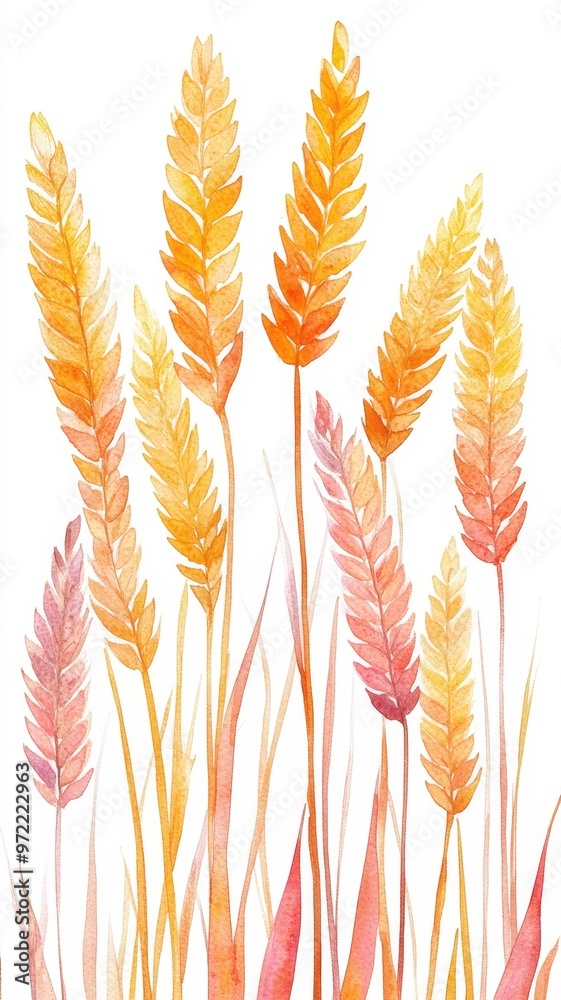 Watercolor illustration ears of wheat on white background,Colorful background for fabric,Hand drawn,Agriculture Farm Fresh Healthy Tasty Organic Bread Food,Vector illustration of ears element. Watercolor illustration ears of wheat on white background,Colorful background for fabric,Hand drawn,Agriculture Farm Fresh Healthy Tasty Organic Bread Food,Vector illustration of ears element.
