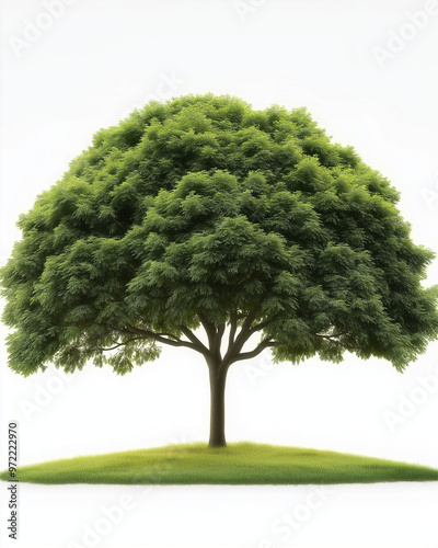 A healthy, broad-canopied tree thriving in a tranquil setting, reflecting themes of natural growth, stability, and the calming presence of nature. photo
