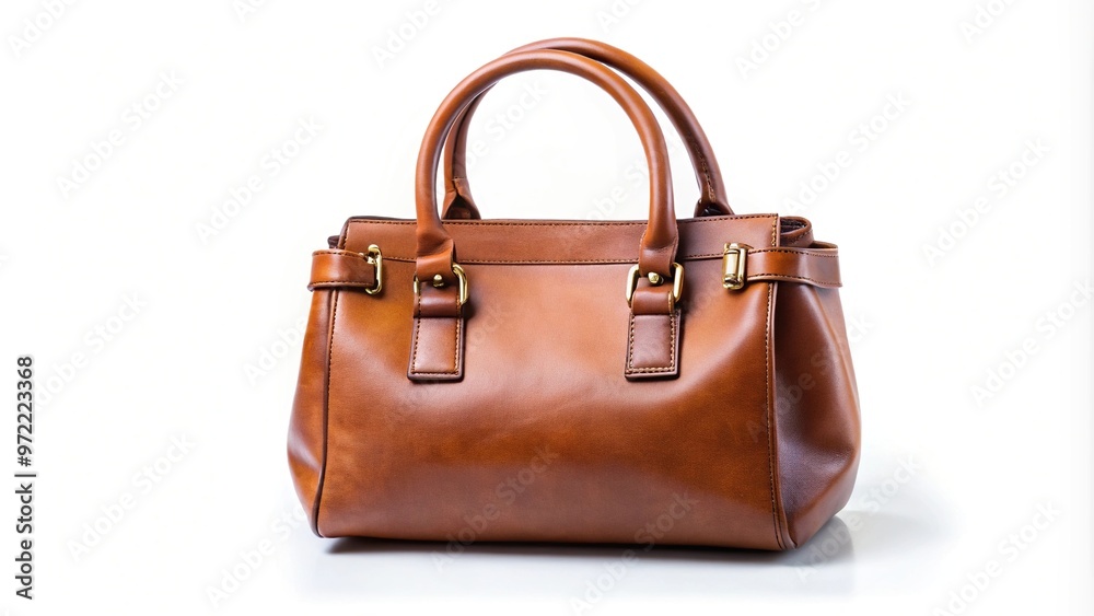 brown handbag isolated on white background aerial view brown handbag isolated on white background aerial view