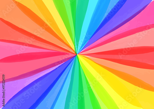 手描き水彩の虹色カラフルサンバースト放射背景