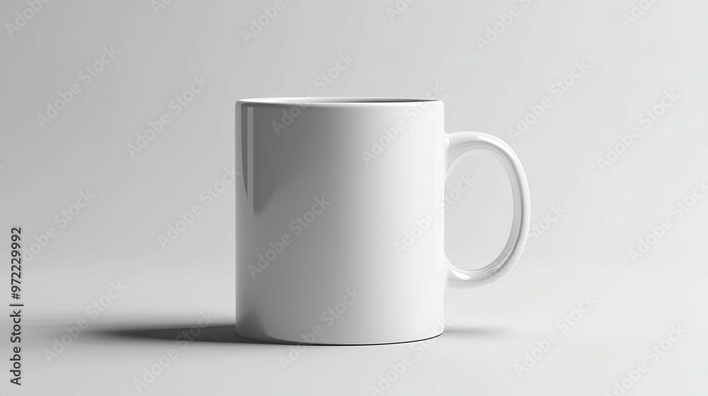 White Ceramic Mug with a Handle on a White Background White Ceramic Mug with a Handle on a White Background