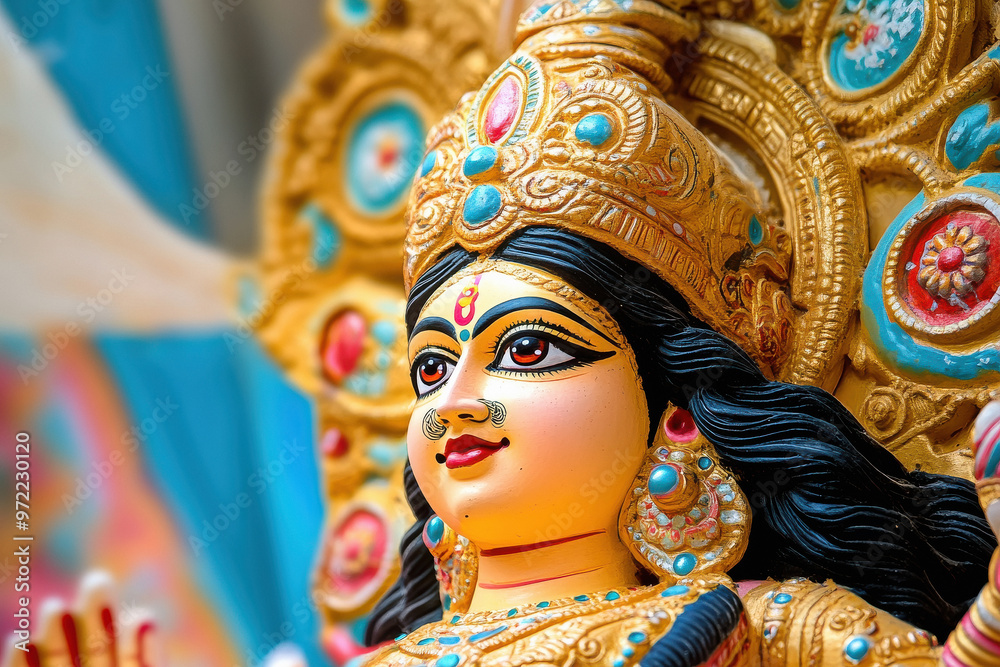 statue of the Hindu goddess Durga close up statue of the Hindu goddess Durga close up