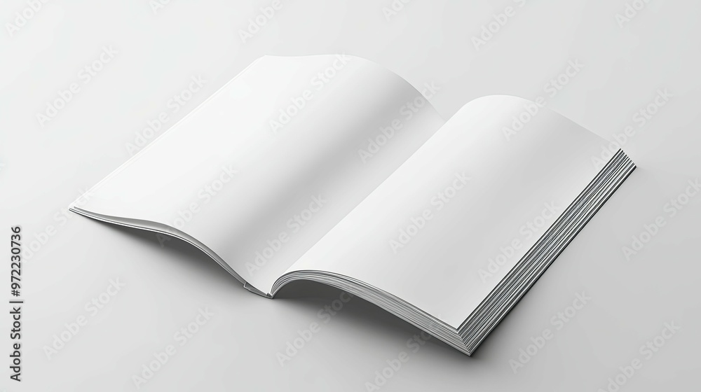 Open Blank Book with Pages Curled Up on a White Background Open Blank Book with Pages Curled Up on a White Background