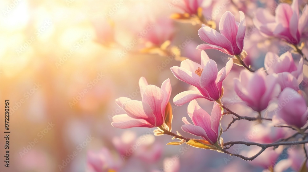 Pink Magnolia Blossoms in the Golden Hour Pink Magnolia Blossoms in the Golden Hour