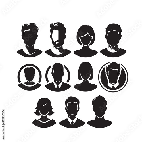 Profile icon vector design. Man and women profile icon silhouette vector black and white.