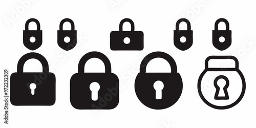 set of locks isolated on white background. PNG Transparent file type with high definition quality And vibrant color grading Available.