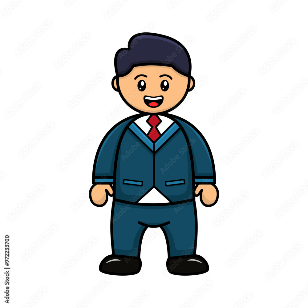 Smiling Office Man Karate Cartoon Vector Icon Illustration. Flat Cartoon Style Smiling Office Man Karate Cartoon Vector Icon Illustration. Flat Cartoon Style