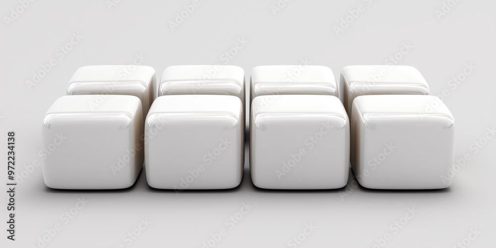 Eight white cubes forming a square on white background Eight white cubes forming a square on white background